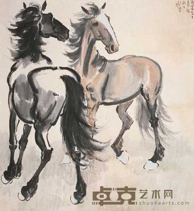 徐悲鸿 1946年作 双骏图 镜心 102×93cm